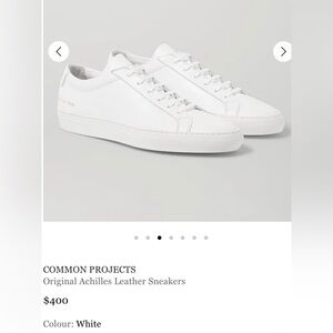 Common Projects Original Achilles Men’s White Leather Sneakers Size 10